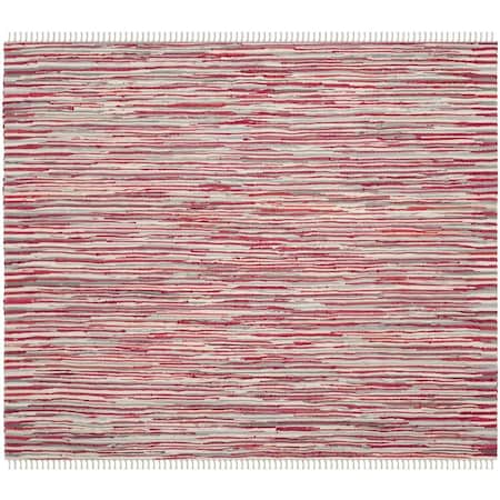 Safavieh Rag Rug Square Area Rug, Red and Multi - 6 x 6 ft. RAR129R-6SQ